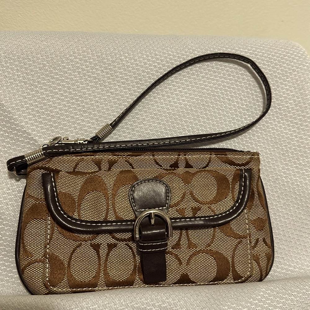 Coach Brown and Tan Monogram Wristlist - Picture 5 of 7